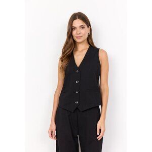 NWT SOYA CONCEPT Nanni Black Button Down Sleeveless Vest